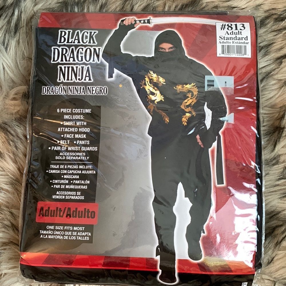 Black Dragon Ninja Cosplay Costume Halloween Dress up OS adult